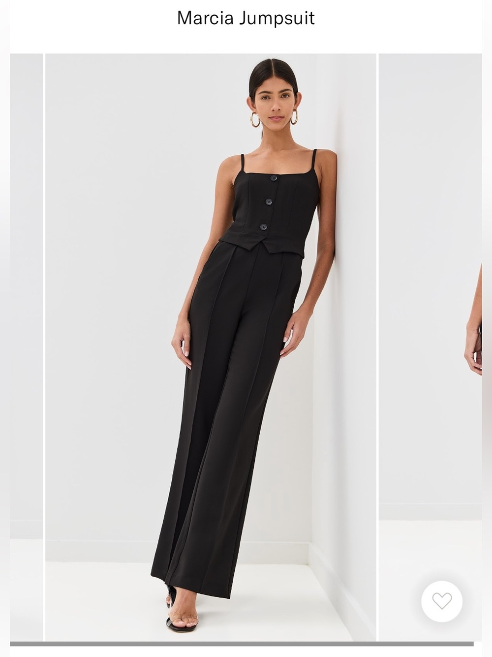 NWT pistola Marcia Tailored Black Wide-Leg Jumpsuit Classic Modern Monochrome S